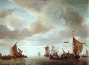 Jan van de Cappelle Ships on a Calm Sea near Land oil